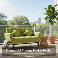 Armless Two-Seater Floor Sofa Removable and cleanable Cover Armless 2-Seater Settee inviting Feel dense Sponge Filling