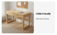 children's Wooden Desk and Chair Set Space Saving Solid Wood Student Writing Desk Rounded Edges children's Study Table with Drawer for Homeschooling
