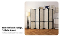 Foldable Design Multi-Panel Floral Partition Movable 4-Panel Room Divider Elegant Design Privacy Screen Easy Assembly for Interior Designers, Business Owners, Entrance Hall, Guesthouse, Apartment, Restaurant