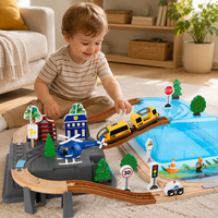 Wooden Rail Set Train Toy 78 Pieces For Ages 4+ DIY Assembly Toy Educational Toy