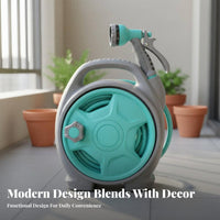 All-in-Single Design Water Hose Reel with Nozzle Easy Storage Portable Hose Reel Set Tangle-Tangle-Resistant for Balcony Watering