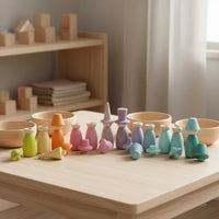 Wooden Peg Doll Removable Hat Imaginative Play Form Smooth Edges Children's Plaything for Kids