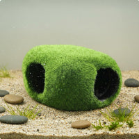Resin Lichen Skull Ornament Provides Shelter Aquarium Skull Cave for Terrarium