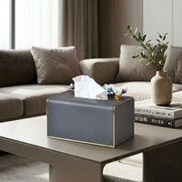 Leather Tissue Case, Gray, Living Room, Rectangular, Stylish, Tissue Cover