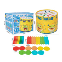 Cylindrical Color Sorting Container Hand-Eye Coordination Sorting Container with Lid Wooden Shape Sorter Educational for Toddlers, Preschoolers, Home, Classroom, Playroom
