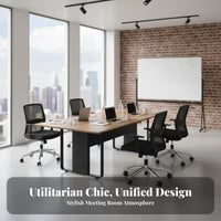 Long Rectangular rustic Desk Modern Minimalist Design Rectangular Multi-Person Table Large Surface Area Office Furniture for emerging companys, Workspace