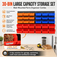 30-Piece Wall-Mounted Pegboard Tool Storage Box Set