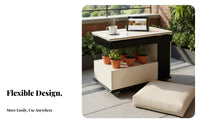 Rotate Elevating-Top Table Adjustable Height Living Room Furniture Movable with Wheels Easy Mobility