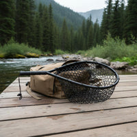 Fishing Landing Net with Silicone Mesh Landing Net with Wrist Cord Portable for Fishermen