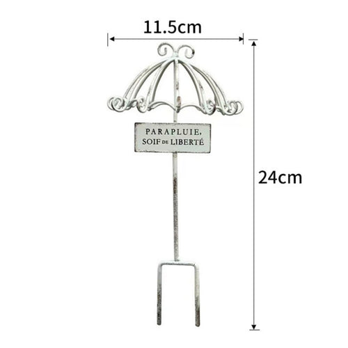 Umbrella Garden Stake Easy Setup Wrought Iron Plant Pick Weather Resistant