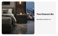 2-Drawer Nightstand Minimalist Design 2-Drawer Leather-Wrapped Side Table