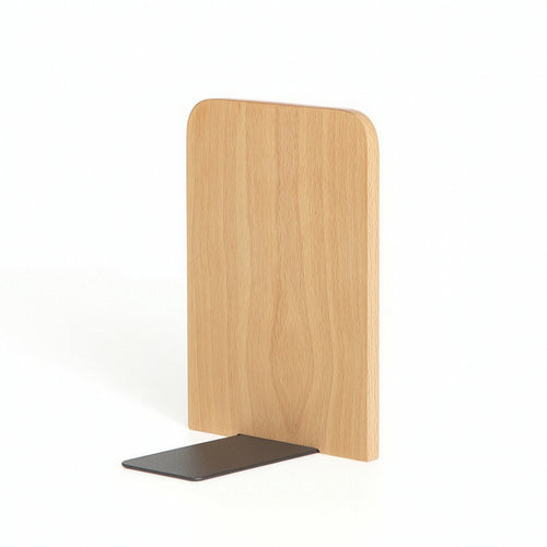 Wooden Bookend with Metal Base Minimalist Book Stoppers Compact for Students