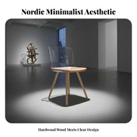 Wood Frame Clear Chair Nordic aesthetic Dining Seat Transparent Design for Renters