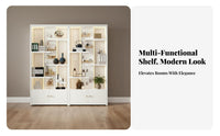 1 Freestanding Bookcase with Display Shelf Shelving Unit Metal Frame Display Rack Storage Rack and Led Strip Lighting Suitable for Living Room Office Retail Store Home Decoration
