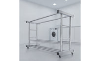 Stainless Steel Clothes Drying Rack Freestanding Double Rod Clothes Rack Movable Furniture Heavy Duty for Laundry Room, Balcony, Patio