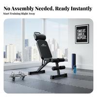 Heavy Duty Construction Adjustable Weight Bench Non-Slip Feet Fitness Equipment High-Density Foam Padding Exercise Chair Ergonomic Design for Men, Home Gym