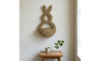 Rabbit Wall Hanging Basket Handwoven Wall Basket with Ears Hangable for Nursery