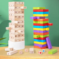 Wooden Stacking Blocks Game, Colorful Tower, Tabletop Game, Large Size