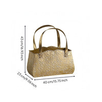 Handbag-Shaped Metal Container Gold-Toned Embossed Star Basket