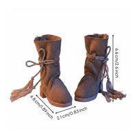 BJD Doll Boots PU Leather Brown Suede Doll Boots Wear Resistant Miniature Toy for Display