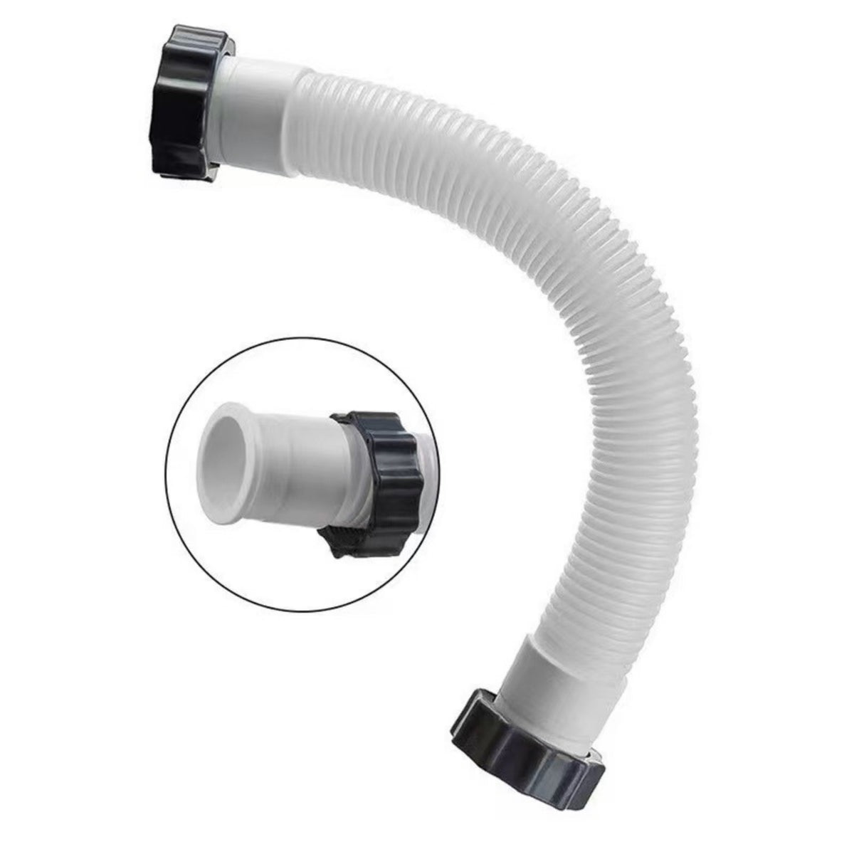 Threaded Connector Hose 1.5-Inch Diameter Flexible Pool Tube White