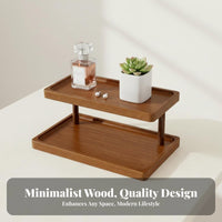 Tiered Wooden Display Rack adaptable Tiered Desktop Stand Natural Aesthetic