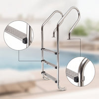 Stainless Steel Pool Ladder Wall-Mounted No-Embed Pool Ladder Resistant Entry and Exit System for Homeowners, Swimming Pools
