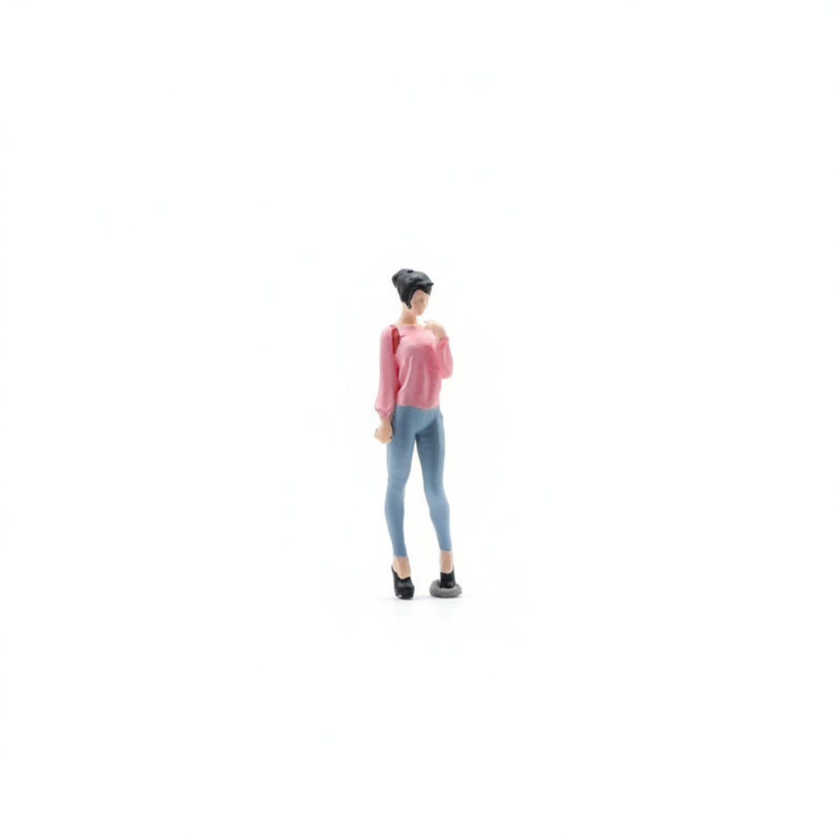 Blue Pants Miniature Decor Tabletop Fairy Garden 1:64 Scale Female Figurine Standing Female Figurine Micro Landscape for Diorama