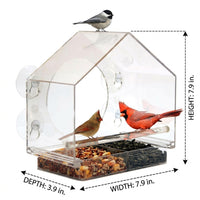 Panoramic Bird Feeder with Suction Cup Mounting, Rainproof Acrylic Bird Feeder for Balcony, Outdoor Bird Watching Station to Attract Birds