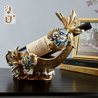 活动工厂彩色双鱼红酒架酒柜摆件创意家居装饰树脂工艺品批发代理
