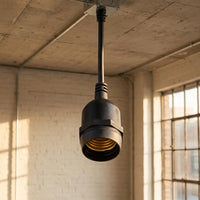 Garage Lighting E27 Lamp with Bulb Holder for Workshop Lighting, High Temperature Resistant E27 Screw Base, White Hanging Lamp for 220V Shed