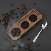 Walnut Tamper Station Solid Wood Coffee Tamping Stand Multi-Slot Design
