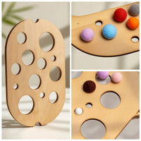 Wooden Sensory Board with Pom-Poms Child-Led-Inspired Size Matching Board with Pom-Poms Fidget Toy Sturdy Screenscreenless