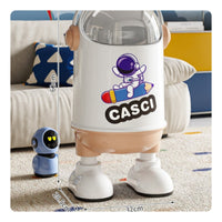 Cartoon Astronaut Trash Can Large Capacity Swing-Top Waste Bin Decorative Look