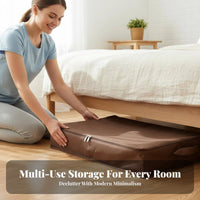 Underbed Storage Box Space Saving Under Bed Storage Container Large Capacity Foldable Textile Organizer for Students, Closet