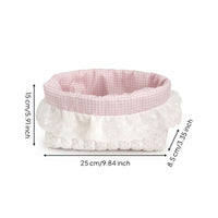 Quilted Textile Basket Dotted Pattern Organizer Bin Lightweight for Desk
