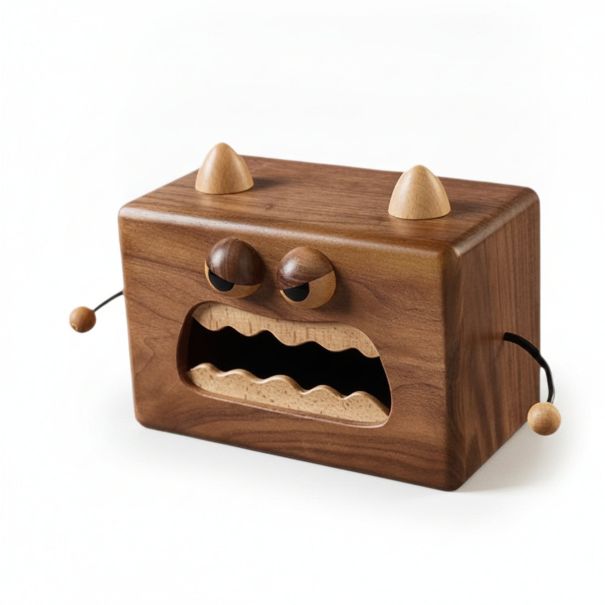 Monster Face Tissue Box Rounded Edges Wooden Tissue Box Cover Tabletop