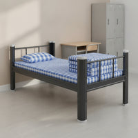 Single Bed Frame Matte Black Metal Bed Frame with Slats No Box Spring Needed Furniture for Students, Bedroom, Dorm Room, Apartment