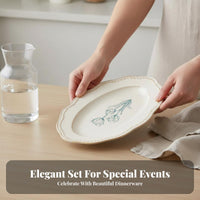 Vintage Floral Ceramic Dinnerware Set, French Underglaze Bowls and Plates, Home Tableware
