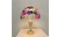 Decorative Rose Table Lamp Floral Flower Lamp Dome-Shaped Lighting Ceramic for Women, Bedroom, Bedside, Wedding