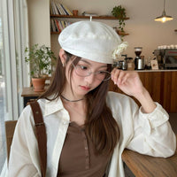 Decor Flower Beret Lightweight Pink Flower Beret Breathable for Outdoor, Women