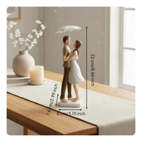 Couple Under Umbrella Ornament Artistic Couple Under Umbrella Figurine Modern Handcrafted Resin Lover Statue for Newlyweds, Couples, Desktop