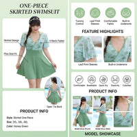 Swimsuit for Plus Size Women with Short Sleeve Design, Quick Dry One-Piece Monokini for Water Sports and Seaside