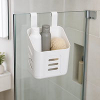 Wall-Mounted Plastic Storage Basket for Kitchen & Bathroom, Hanging Organizer