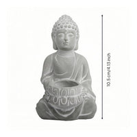 Seated Buddha Planter Floral Relief Buddha Planter Figurine Artistic Design