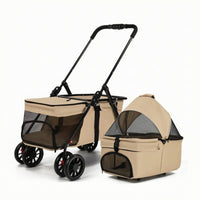 Pet Stroller with Detachable Carrier Dry Dog Pram Convenient for Travel