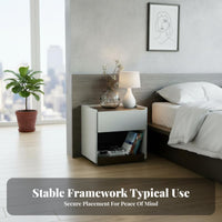 Single-Drawer Bedside Table Modern Design Nightstand Space-Saving for Homeowners