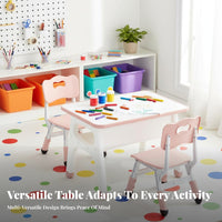 Multi-Functional Kids Table and Chair Set Child-Friendly Design Toddler Play Table Set Easy to Clean Toddler Study Desk with Storage Food-Grade Material for Toddlers, Preschoolers, Parents, Playroom, Daycare, Nursery, Classroom