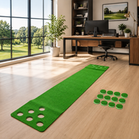 Putting Mat, 12 Hole Putting Green Mat 45cm x 335cm, Heavy Rubber Base Indoor & Outdoor Foldable Sporting Practice