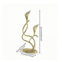 Three-Head Candelabra Sculptural Floral Candlestick Holder Elegant for Mantel